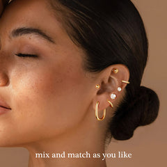 Turandoss 12Pairs Flat Back Stud Earrings Set for Women Girls, CZ Ball Hoop Huggie Cartilage Earring, Birthday Valentine's Day Gifts for Women Wife