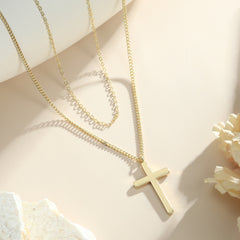 Gold Layered Cross Necklace for Women