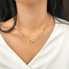 Turandoss Necklaces for Women - 14K Gold Plated Moon Paperclip Chain Necklaces for Women Jewelry Gifts, Gold