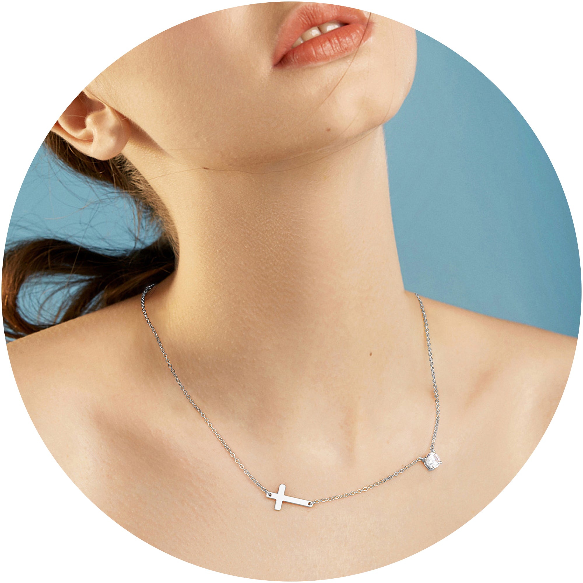 Gold Diamond & Sideway Cross Necklace for Women