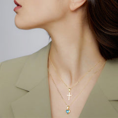 Gold Layered Cross & Evil Eye Necklace for Women