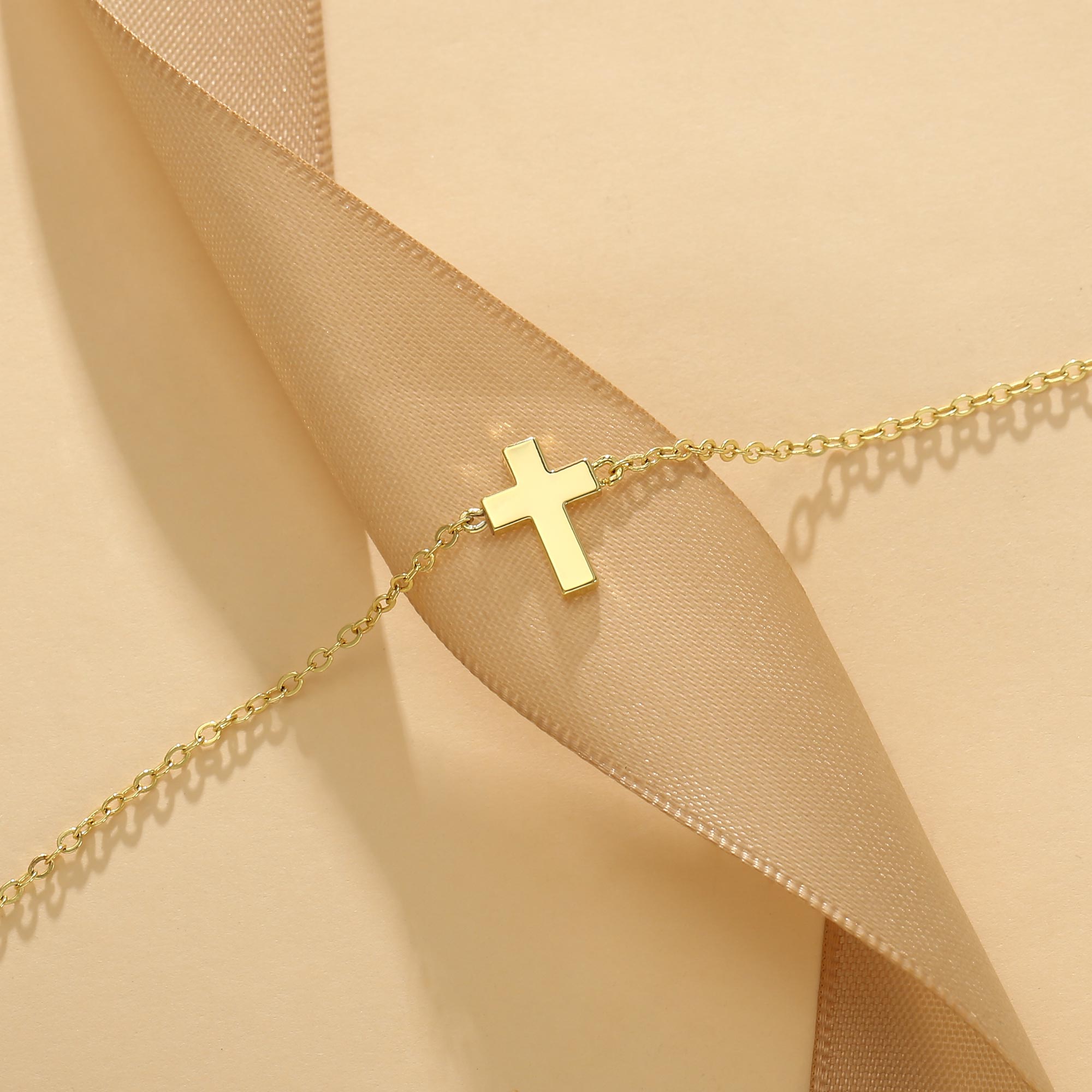 Gold Tiny Cross Choker Necklace for Women