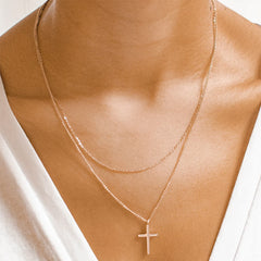 Gold Layered Cross Necklace for Women
