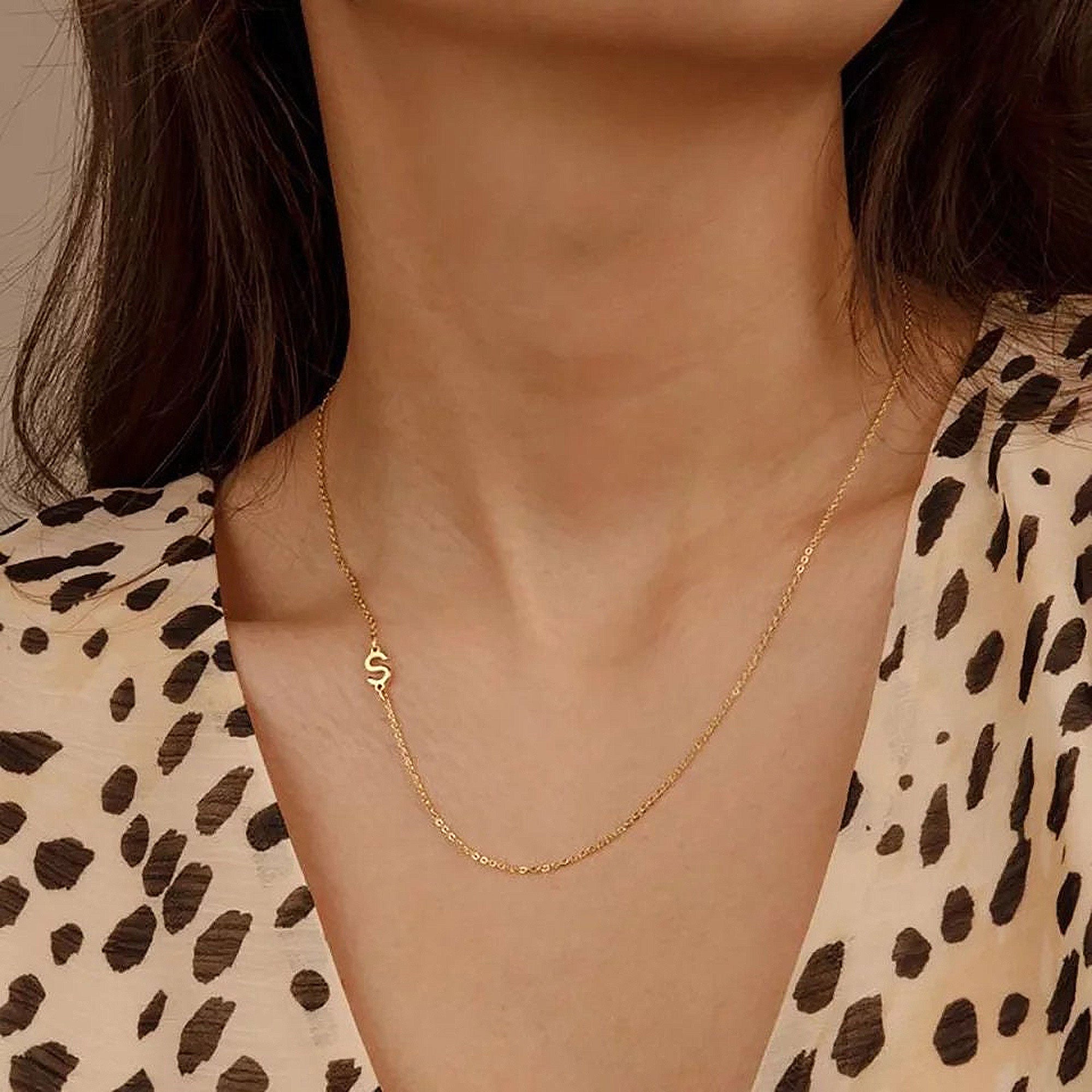 Gold Layered Initial Necklaces for Women Trendy