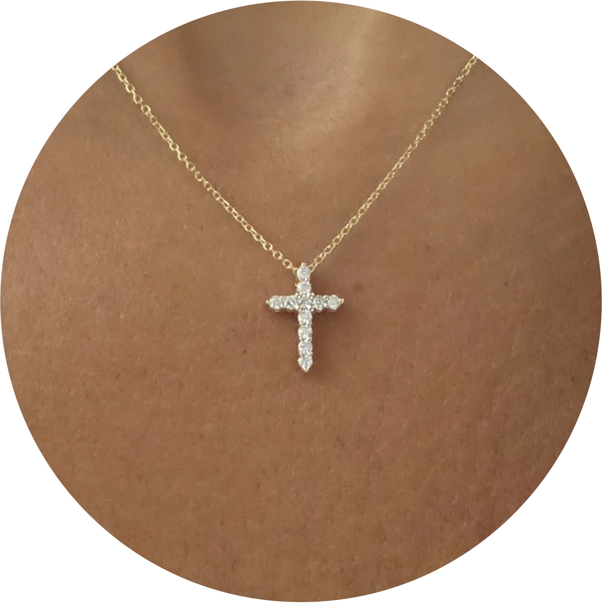 Gold Diamond Cross Pendant Necklace for Women