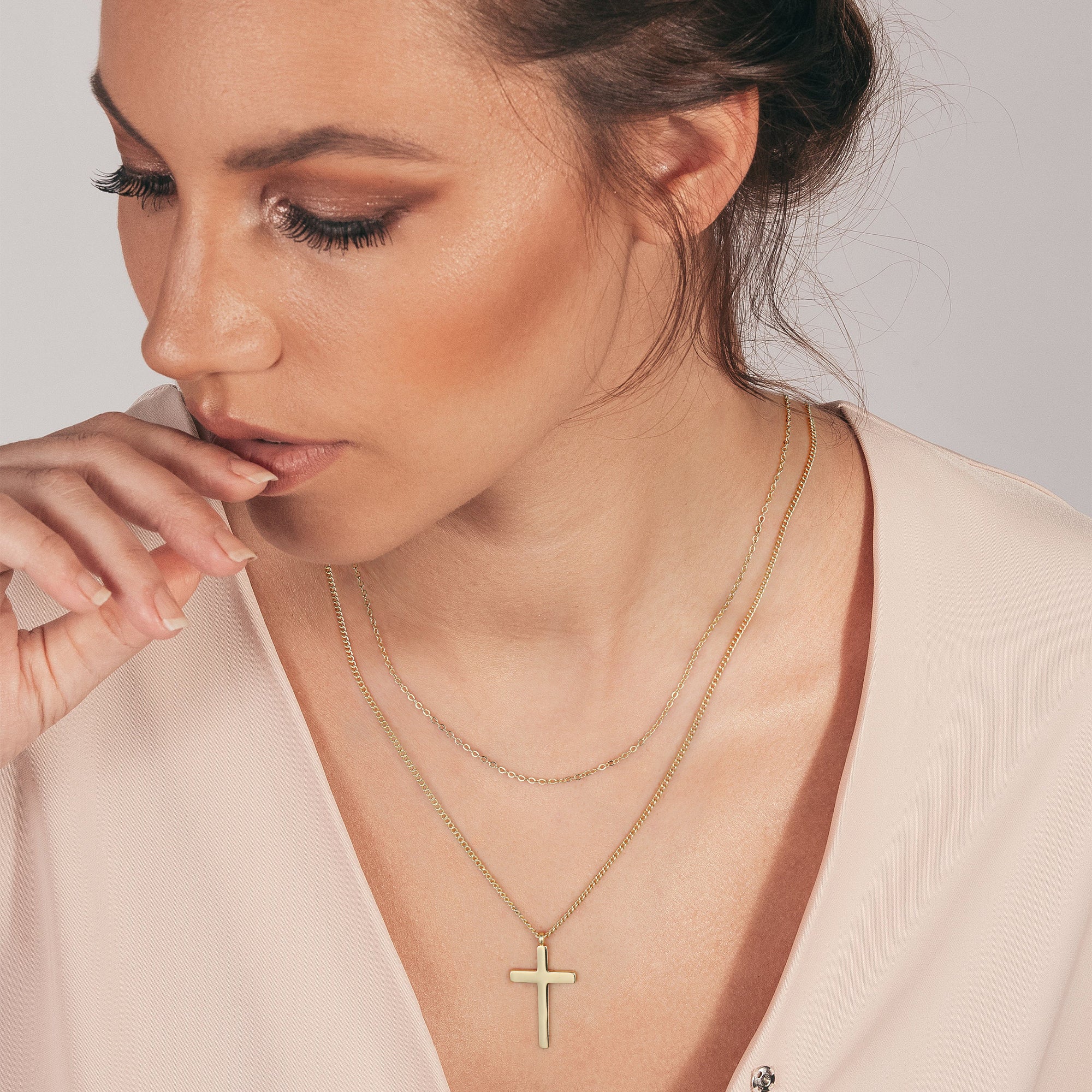 Gold Layered Cross Necklace for Women