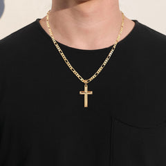 Turandoss S925 Sterling Silver Cross Necklace for Men Boys, Gold Silver Black Cross Pendant Necklace, Fathers Day Christmas Valentines Gifts for Men