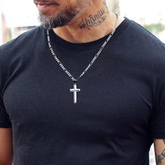 Turandoss Cross Necklace for Men Boys, Gold Silver Black Cross Pendant Necklace, Fathers Day Gifts for Men Boys Husband, Birthday Gifts for Son, 20In