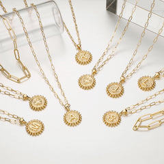 Turandoss Initial Necklace for Mom, Gold Plated Paperclip Chain Choker