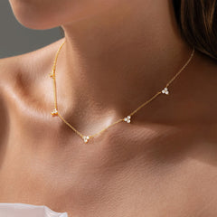 Turandoss Gold Choker Necklace for Women - Dainty 18k Gold Plated Clover Cubic Zirconia Necklaces, Wedding Prom Birthday Jewelry Gifts, 15+2.5In