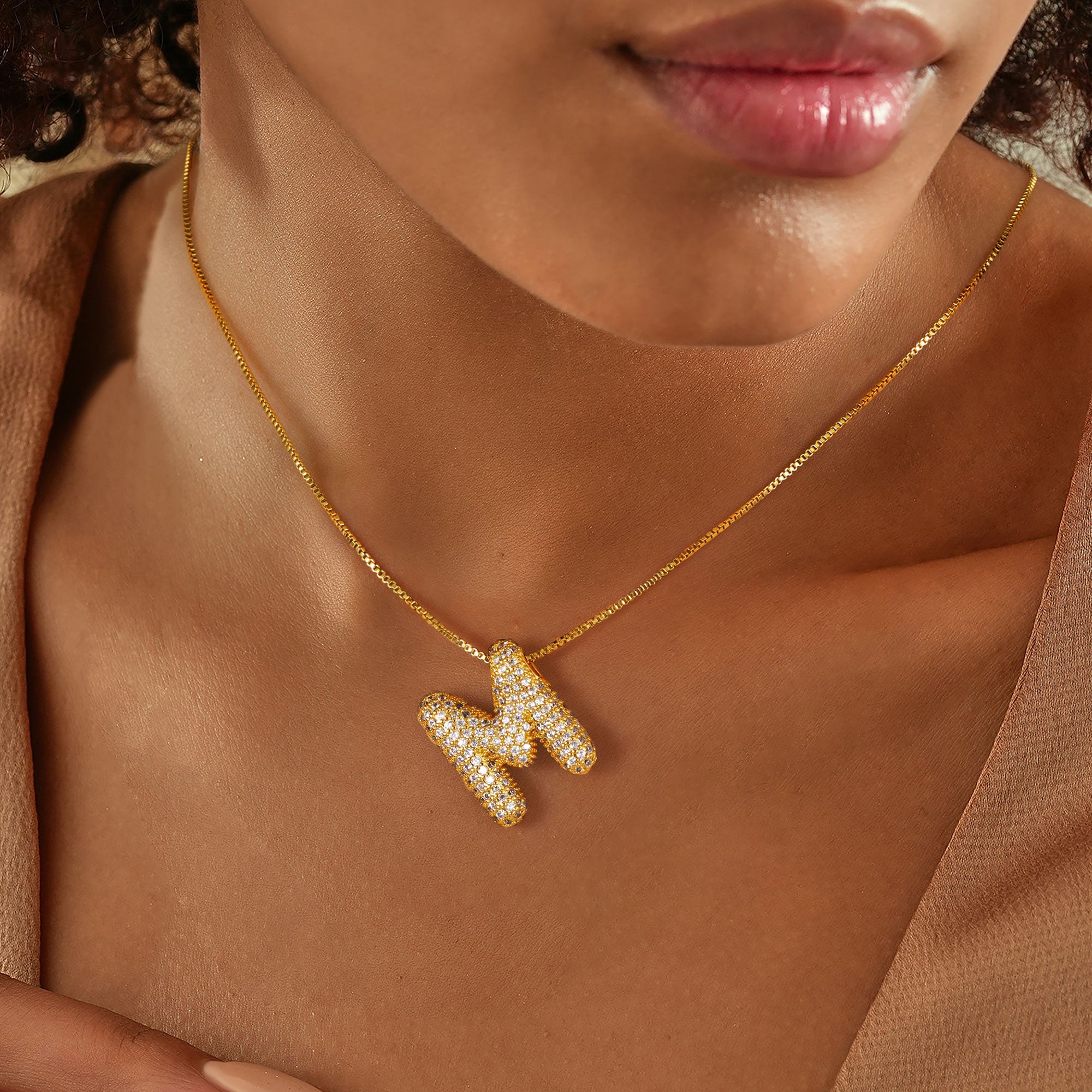 Chunky Gold Bubble Letter Necklace