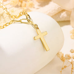 Gold Paperclip Chain Cross Necklace for Women