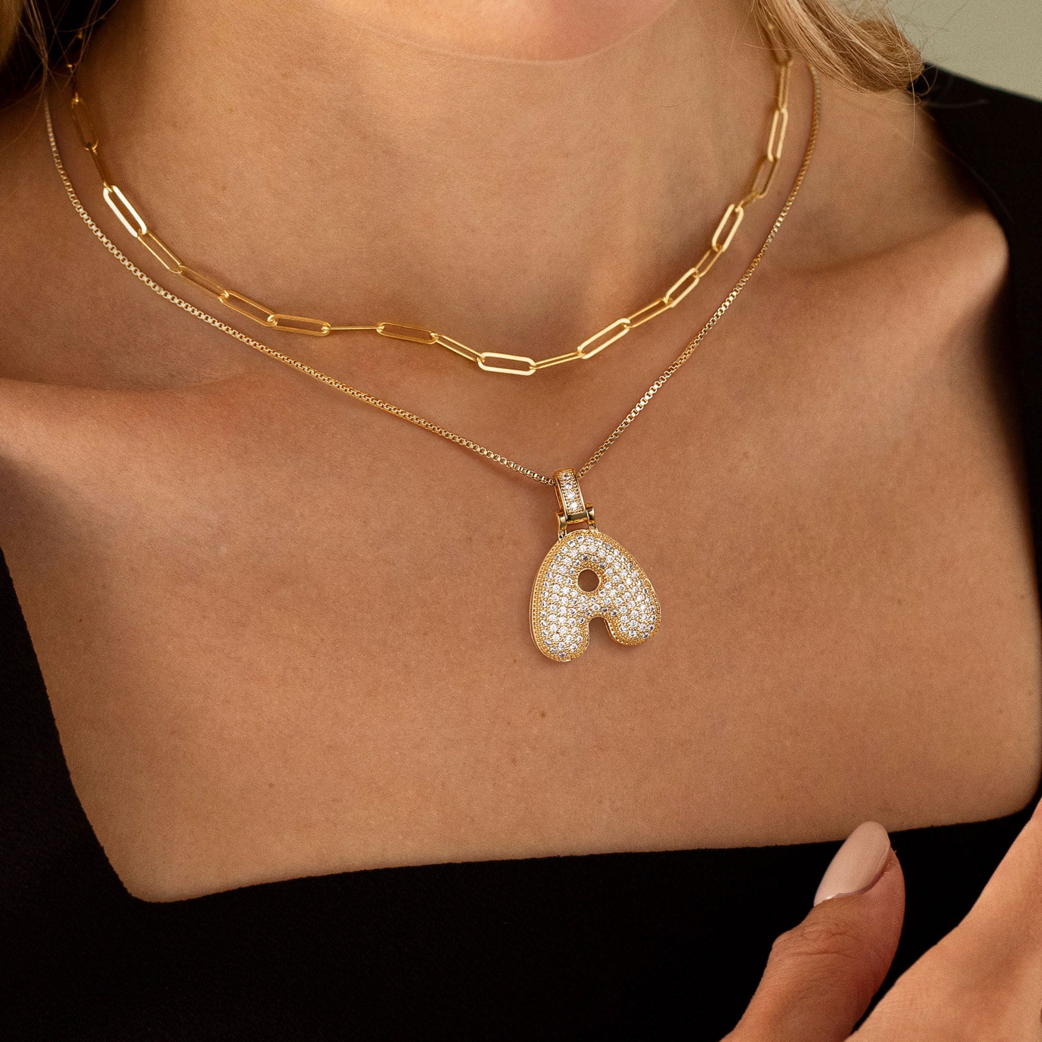 Bubble Initial Necklace Gold Bubble Letter A Initial Necklaces for Women