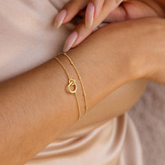 Turandoss 18K Gold Link Bracelets for Women Girls, Dainty Interlocking Circles Layered Bracelet, Birthday Gifts, Valentine's Day Gifts for Women