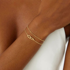 Turandoss 18K Gold Link Bracelets for Women Girls, Dainty Interlocking Circles Layered Bracelet, Birthday Gifts, Valentine's Day Gifts for Women