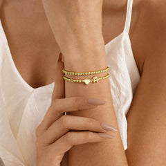 Turandoss Gold Plated Heart Initial Bracelets for Women Girls, Layered Beaded Bracelet for Kids, Graduation Gifts for Women, Girls, 2026, 7Inches