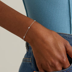 Turandoss Italian S925 Sterling Silver Bracelets for Women Girls - Satellite Bead Chain Link Bracelet hypoallergenic, Jewelry Gifts for Women