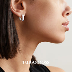 Turandoss S925 Sterling Silver Huggie Hoop Earrings for Women Girls - Dainty Small Chunky Silver Earring Hypoallergenic, Christmas Gifts for Women
