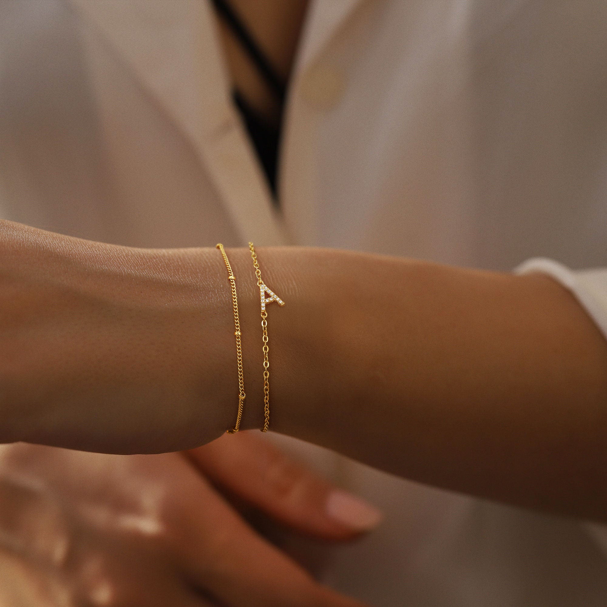 Gold Initial Bracelets for Women Girls