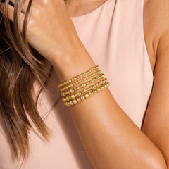 Turandoss 5PCS Gold Beaded Bracelets for Women Girls - Dainty 18K Gold Plated Bead Pearl Bracelet, Womens Bracelet Stack, Christmas Gifts for Girls