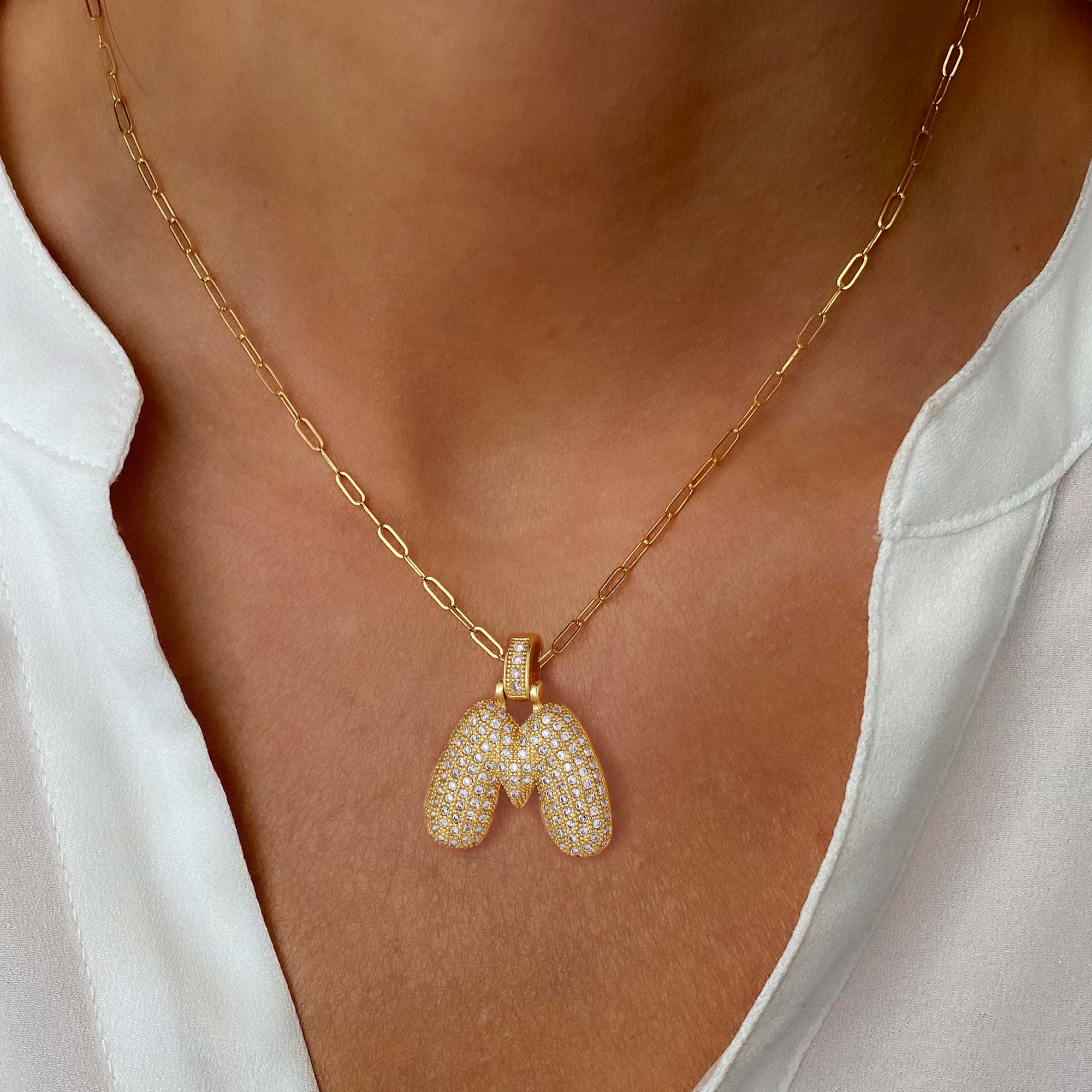 Gold Balloon Letter Necklace for Women