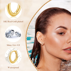 Turandoss 7Pair Gold Plated Hoop Huggie Earrings for Women Girls, Zircon Stud Earring Set, Gold Jewelry, Graduation Gifts for Women, Girls, 2026