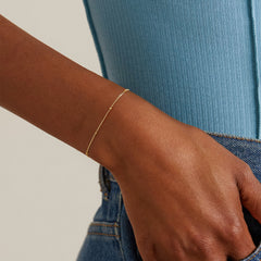 Turandoss S925 Sterling Silver Link Bracelet for Women Girls, Silver Gold Satellite Bead Chain Bracelets, Birthday Valentine's Day Gifts for Women Mom
