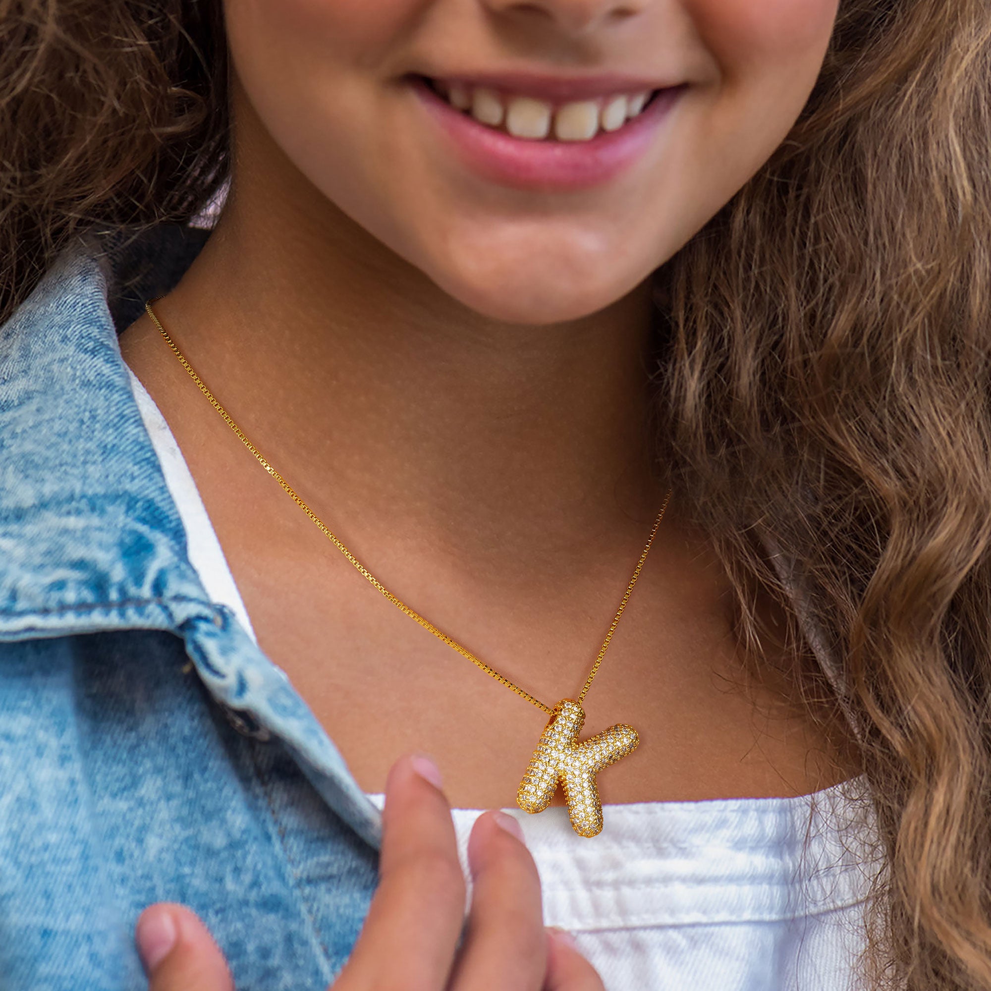 Chunky Gold Bubble Letter Necklace