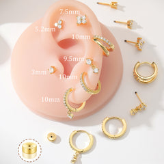 Turandoss 7Pair Gold Plated Hoop Huggie Earrings for Women Girls, Zircon Stud Earring Set, Gold Jewelry, Graduation Gifts for Women, Girls, 2026