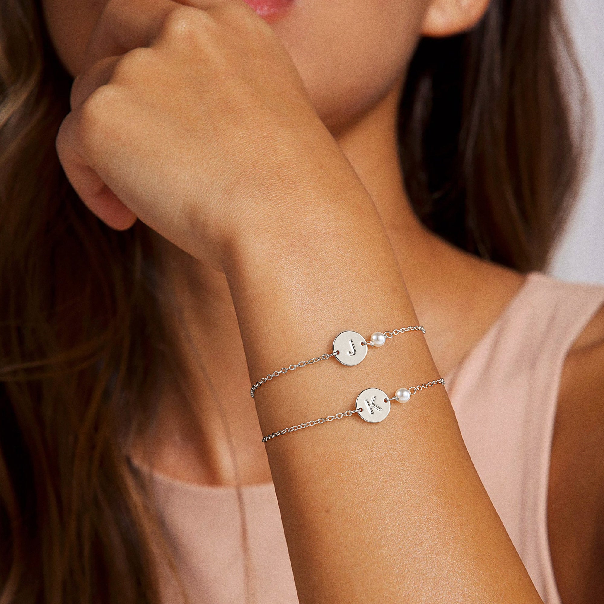 Silver Initial Bracelets for Teen Girls Gifts
