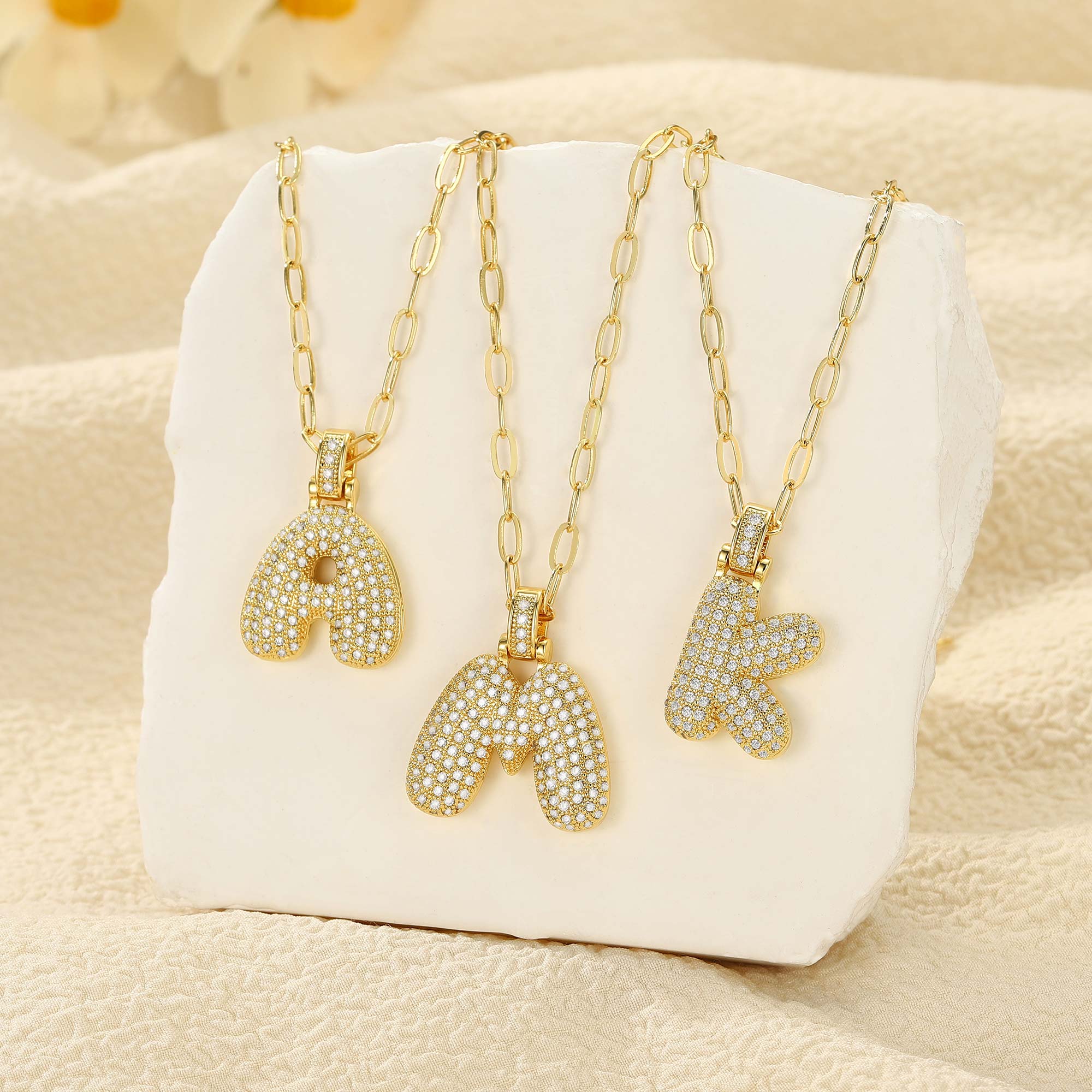 Gold Balloon Letter Necklace for Women