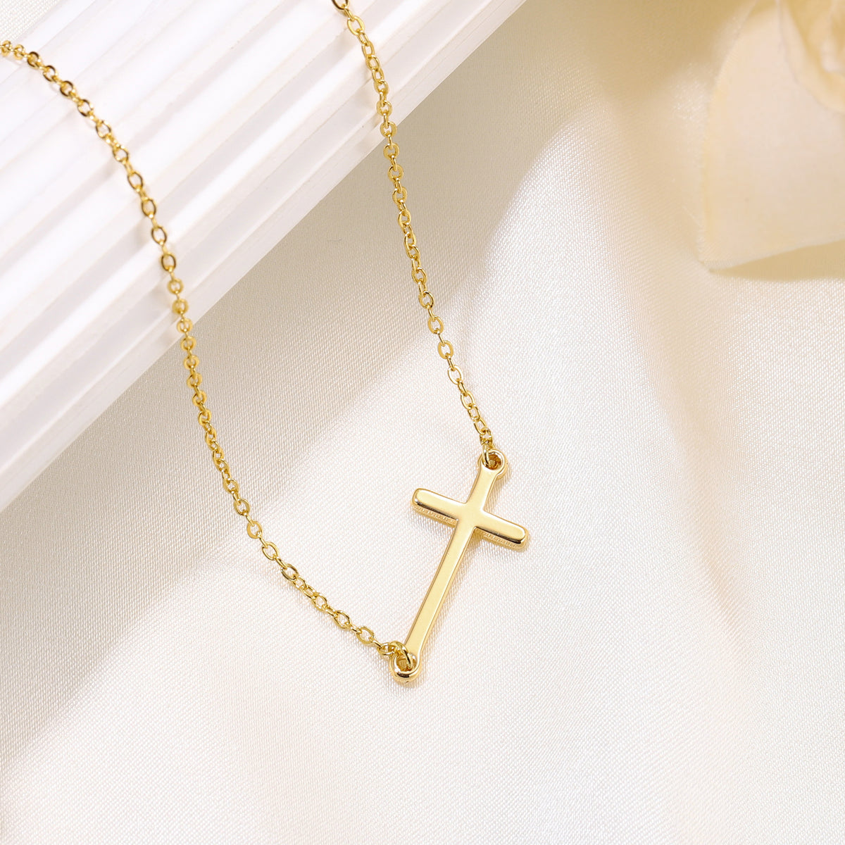 Layered Gold Dainty Cross Necklace for Women