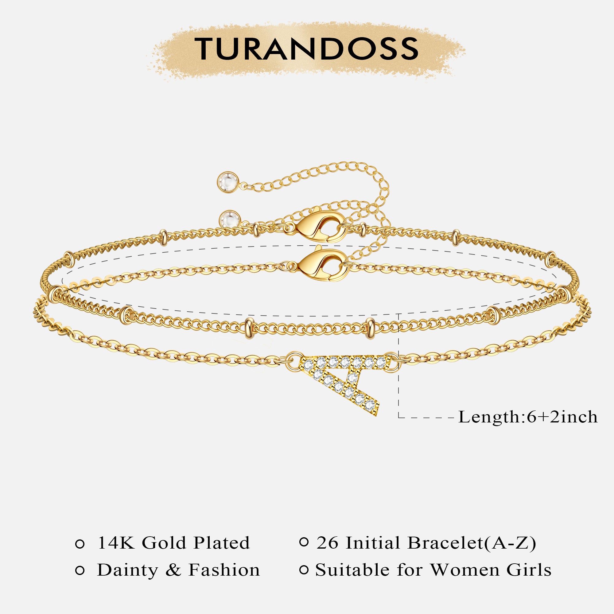 Gold Initial Bracelets for Women Girls