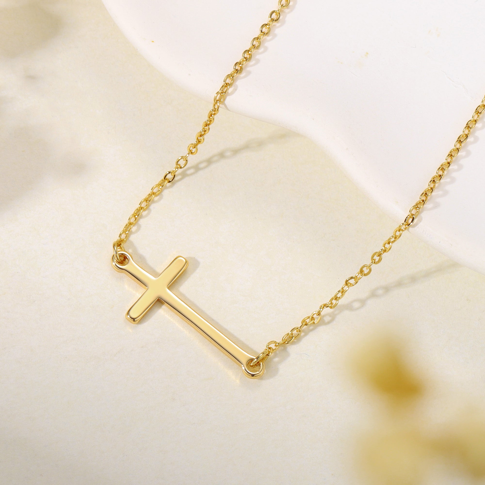 Layered Gold Dainty Cross Necklace for Women
