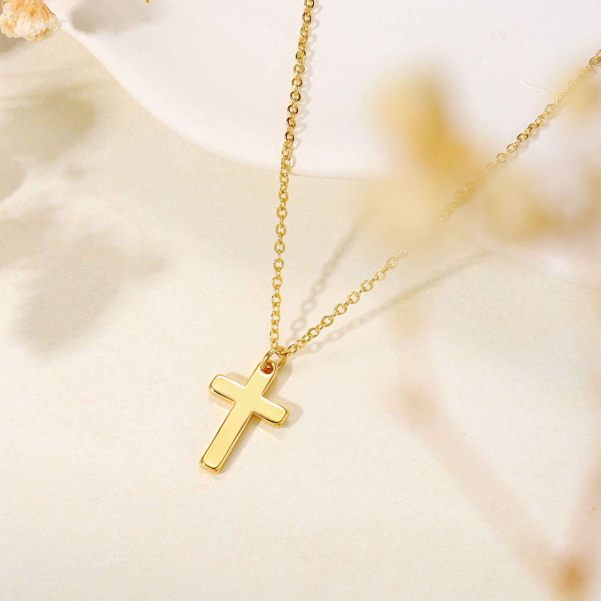 Layered Gold Tiny Dainty Cross Necklace for Women