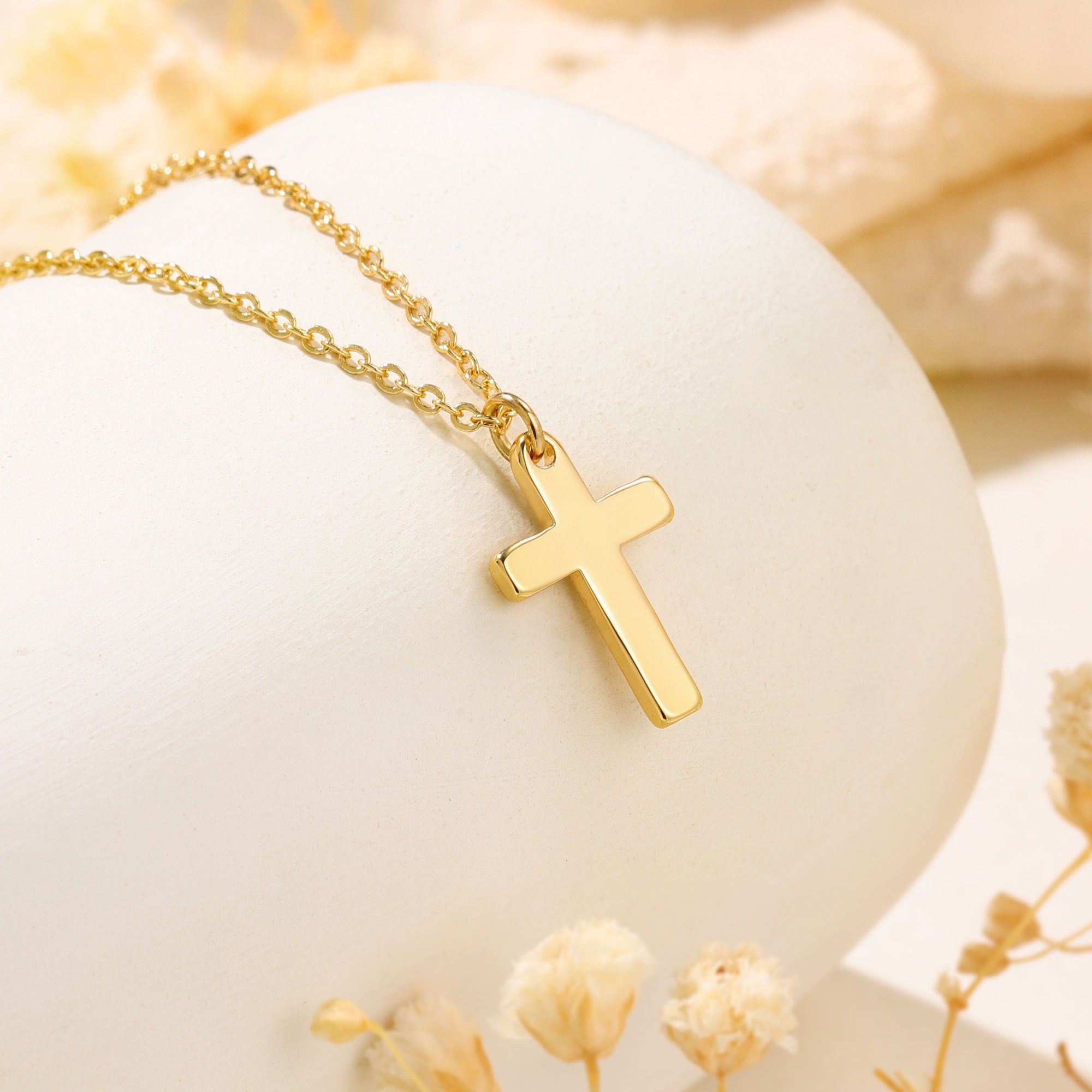 Layered Gold Tiny Dainty Cross Necklace for Women