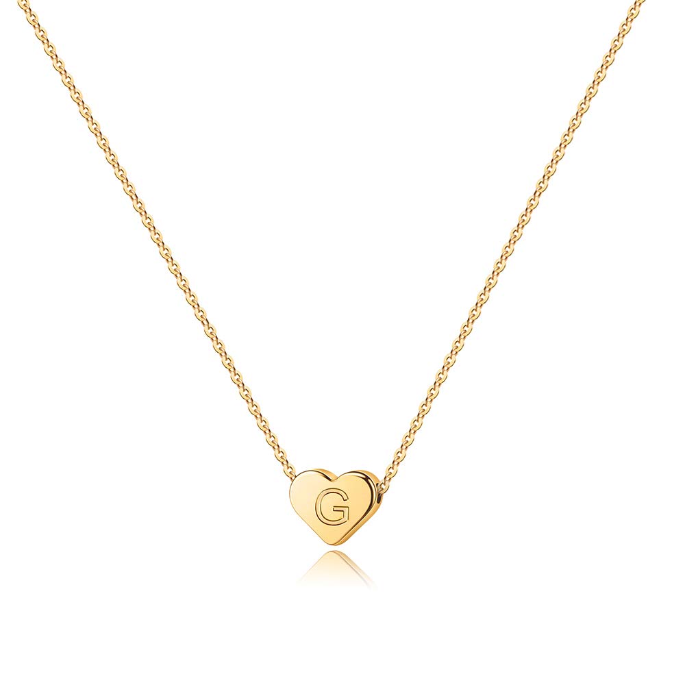 Gold Heart Initial Necklaces for Women Girls