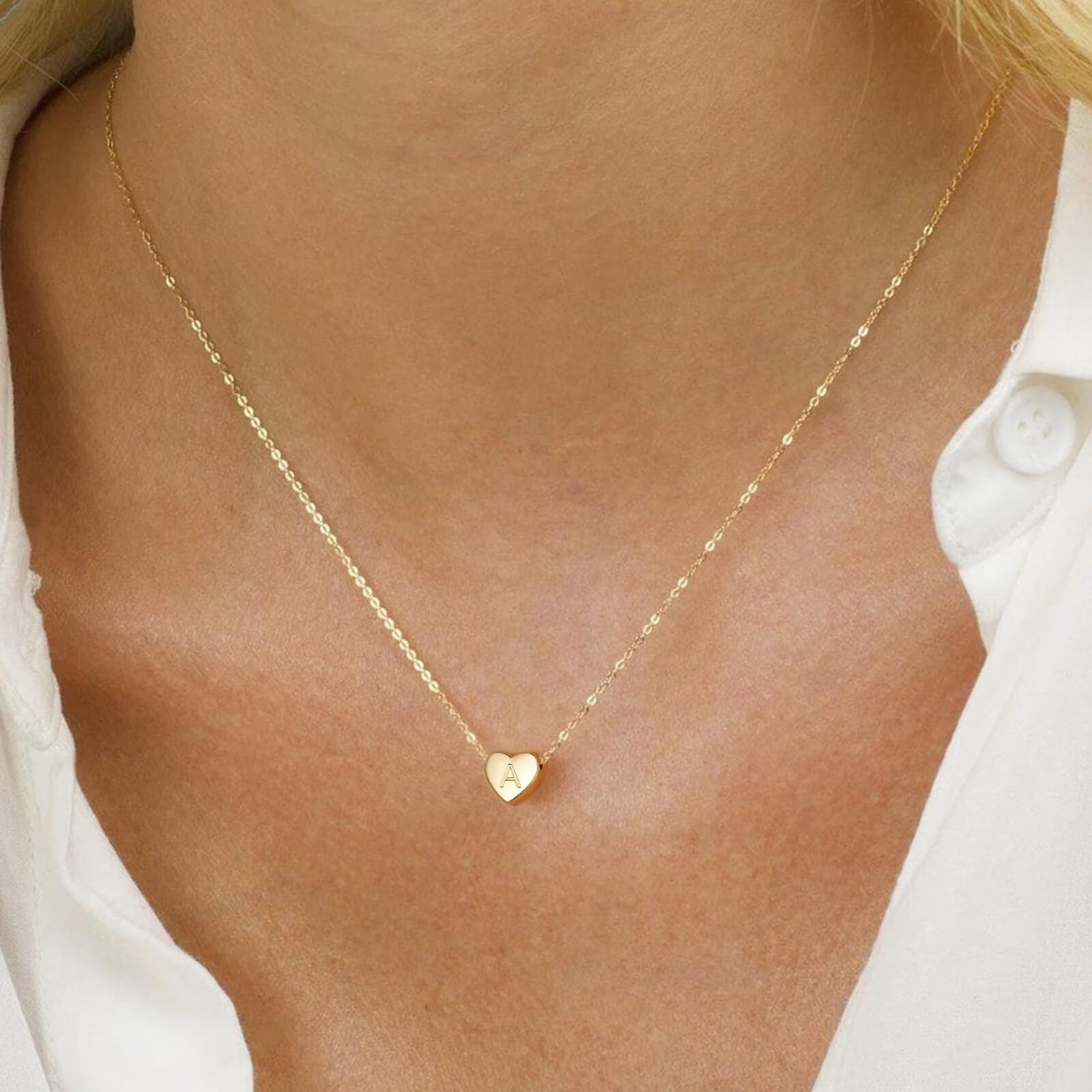 Gold Heart Initial Necklaces for Women Girls