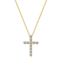 Turandoss Dainty Gold Cross Necklaces for Women Trendy, Diamond Necklace Hypoallergenic, Gold Jewelry for Women, Birthday Gifts for Her, 16+2.5in Gold