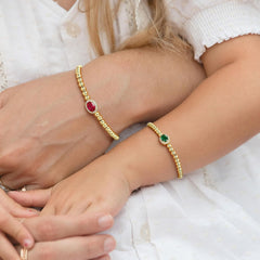 Turandoss January Birthstone Bracelet for Women Girls Birthstone Garnet Bracelet Gold Bead Bracelets Garnet January Birthday Gifts for Women Girls Ladies Girlfriend Valentine's Day Jewelry