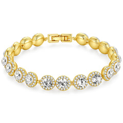 Turandoss Tennis Bracelet for Women Dainty 14K Gold Plated Cubic Zirconia Tennis Bracelet for Women Classic Round Cubic Zirconia Bracelets Prom Bracelets Jewelry Wedding Gift for Women