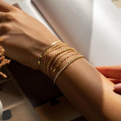 Turandoss Bracelets for Women Easter Gifts Dainty 14K Gold Plated Layered Beaded Bracelet Stack Paperclip Snake Rope Figaro Box Satellite Chain Bracelets for Women Non Tarnish Jewelry Gifts