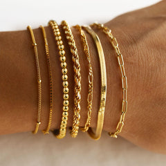 Turandoss Gold Plated Chain Bracelets for Women Girls, Snake, Twisted, Bead, Link Stacked Chains, Graduation Gifts for Women, Girls, 2026, 6+2In