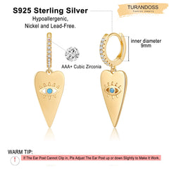 Heart Evil Eye Earrings Gold Plated Hoop
