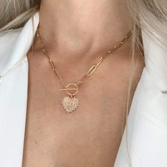 Heart Evil Eye Dainty Paperclip Chain Necklace
