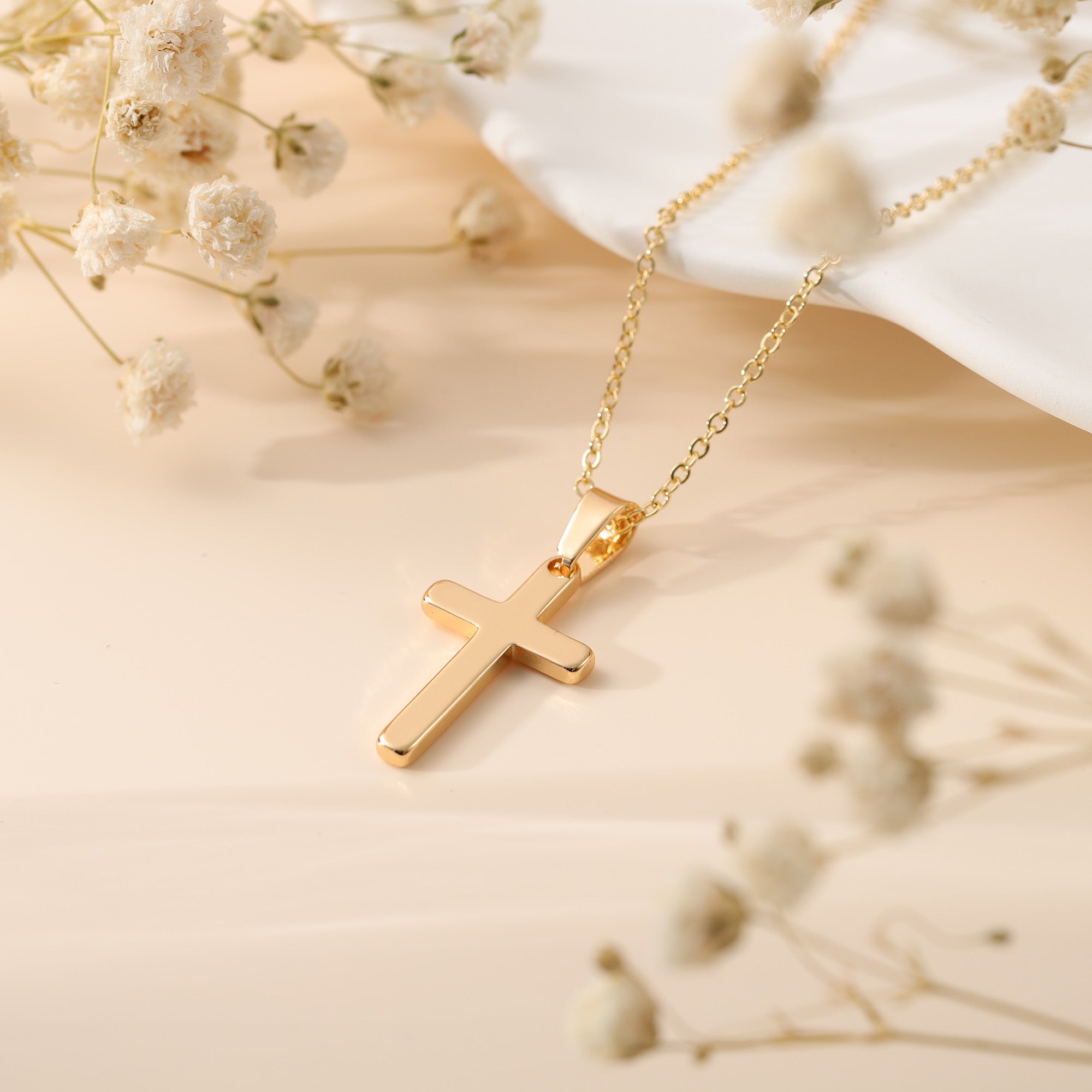 Gold Cross Pendant Necklace for Women