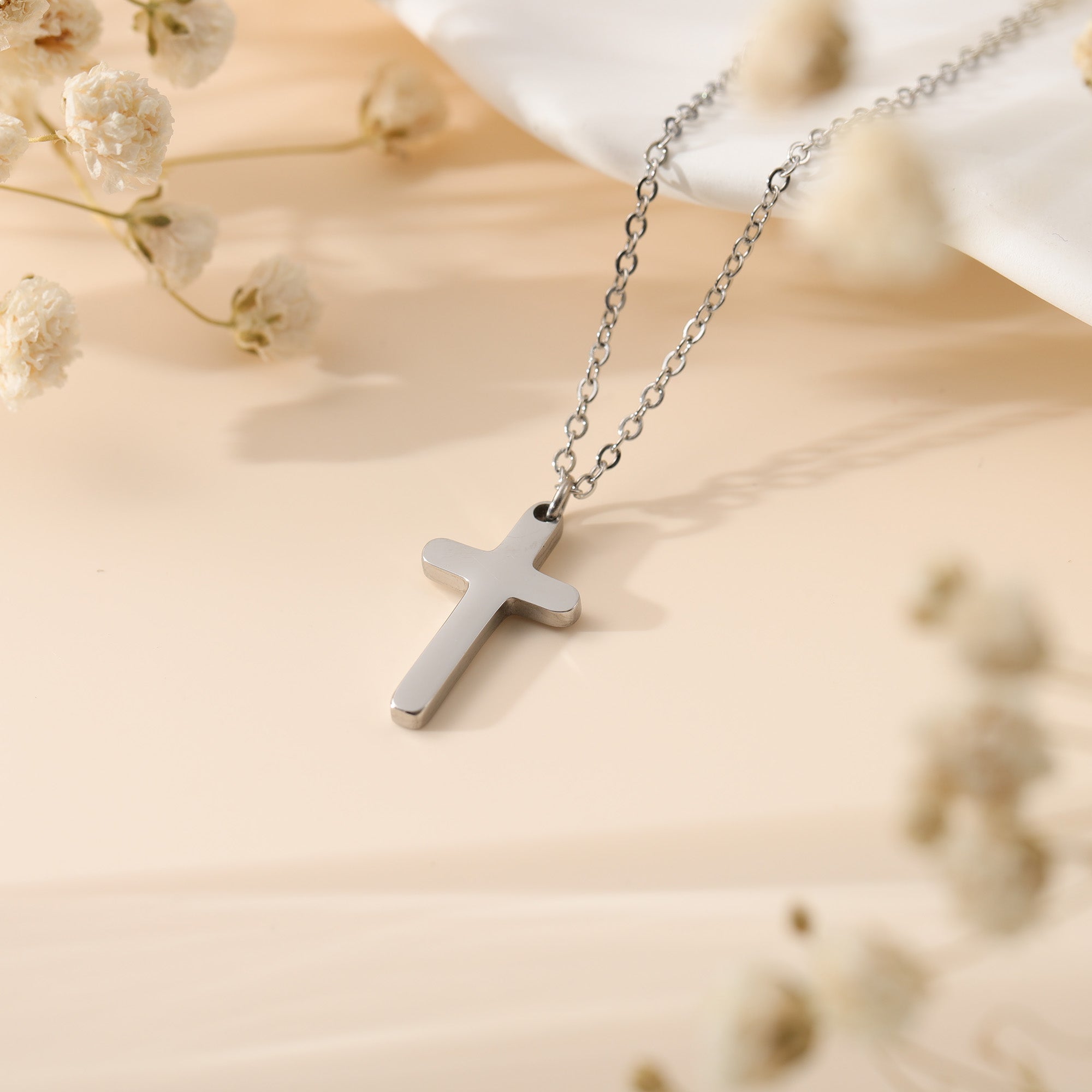 Silver Simple Cross Necklace for Women