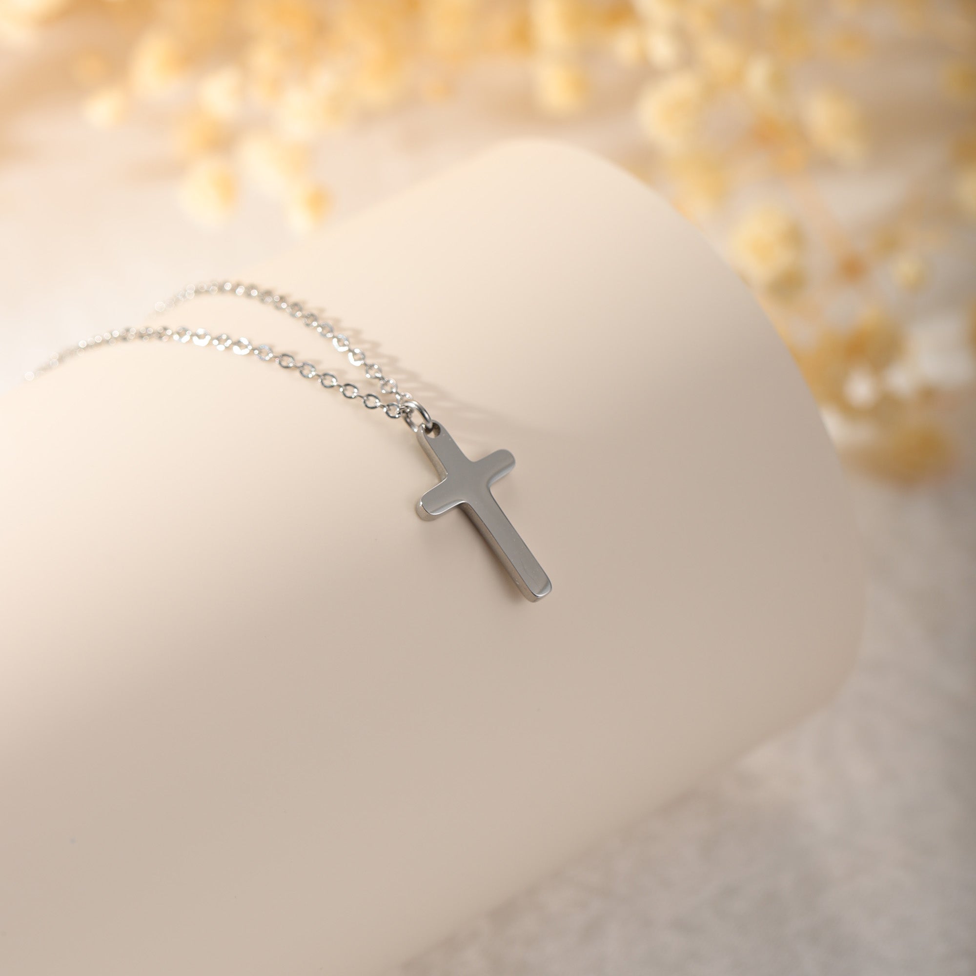 Silver Simple Cross Necklace for Women