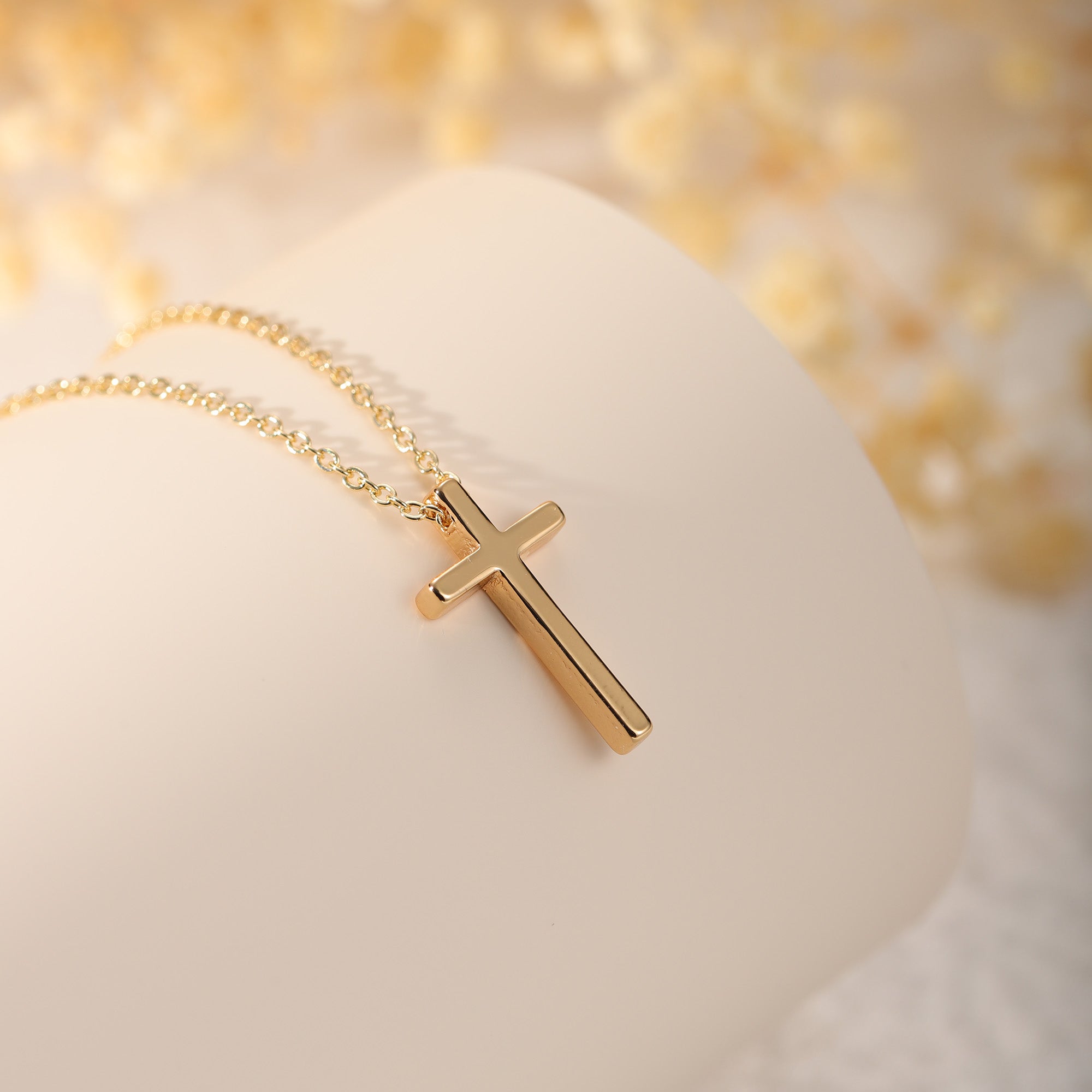 Gold Simple Cross Necklace for Women