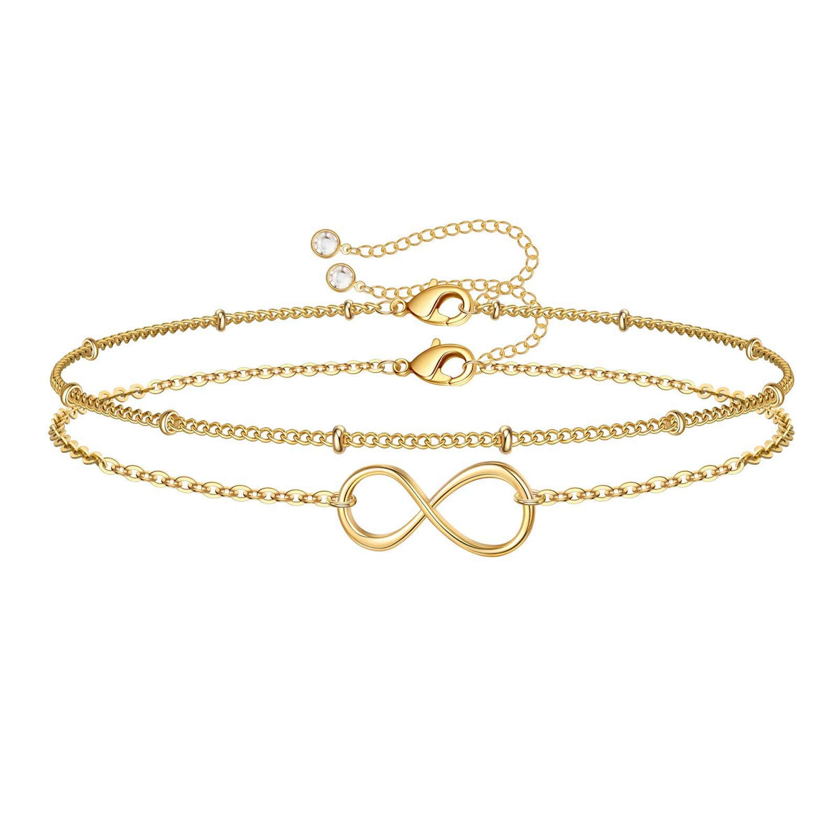 Infinity&Beads Chain Dainty Gold Bracelets for Women
